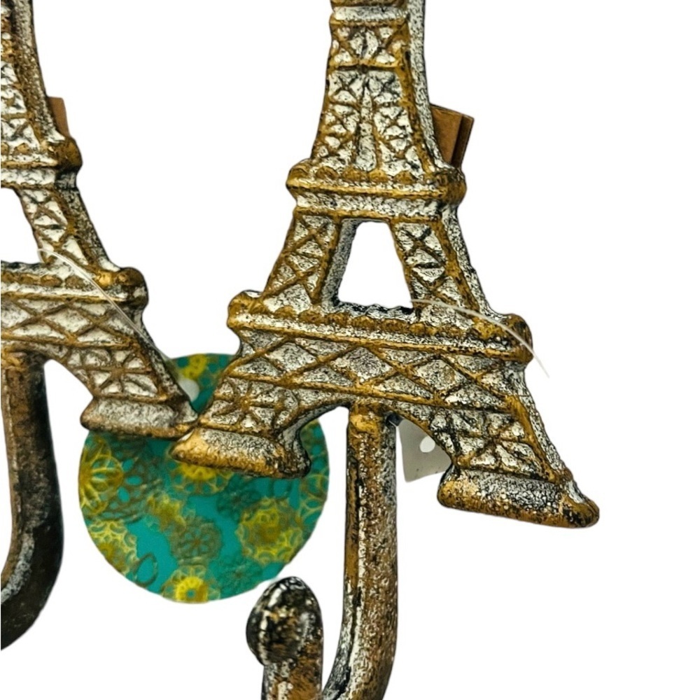 Shabby Chic Farmhouse Paris Eiffel Tower Metal Hook x 2 - Picture 2 of 4